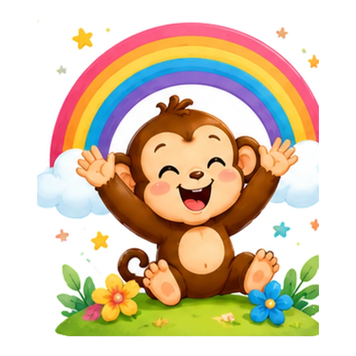 Cheerful Rainbow Monkey mascot